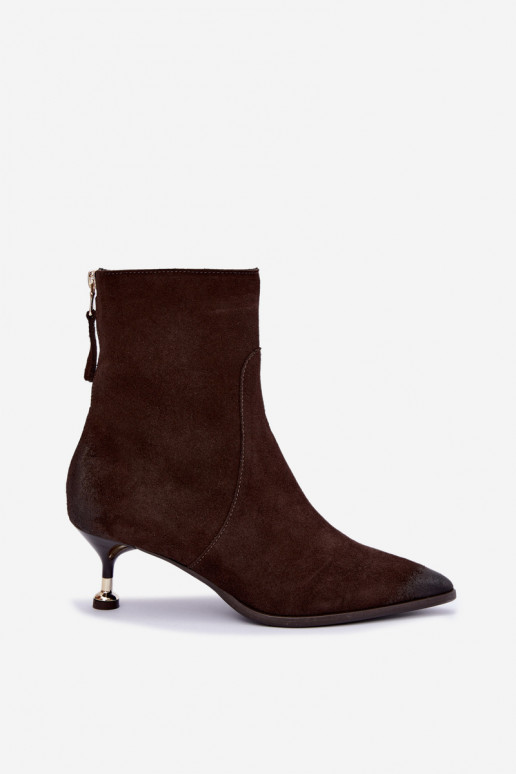 Botines de ante acolchados con tacón Zazoo 60629 Czekoladoje