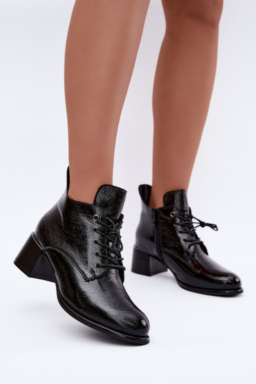 Botines negros para mujer con efecto charol Klocku Hadelle