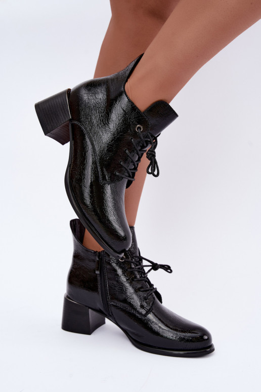 Botines negros para mujer con efecto charol Klocku Hadelle