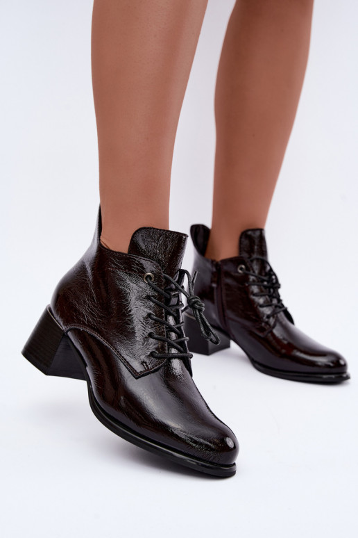 Botines burdeos para mujer con efecto charol Klocku Hadelle