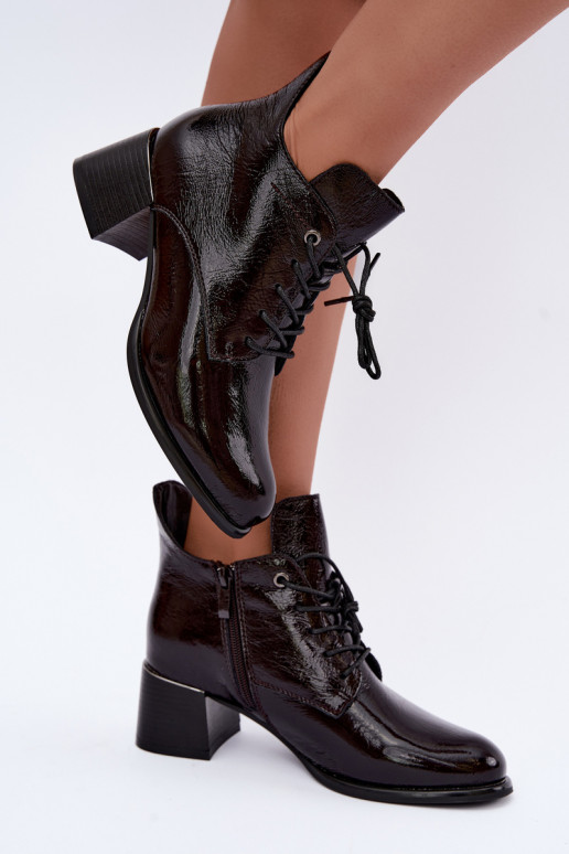 Botines burdeos para mujer con efecto charol Klocku Hadelle