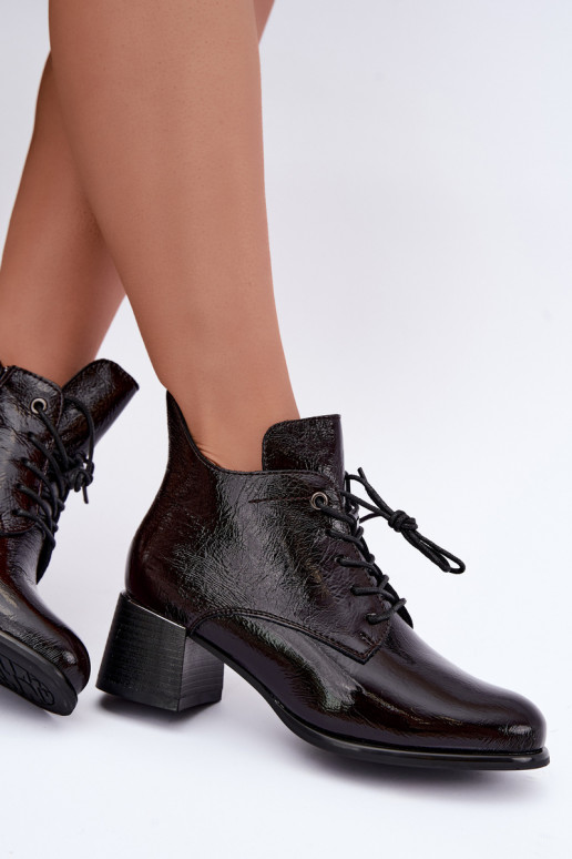Botines burdeos para mujer con efecto charol Klocku Hadelle