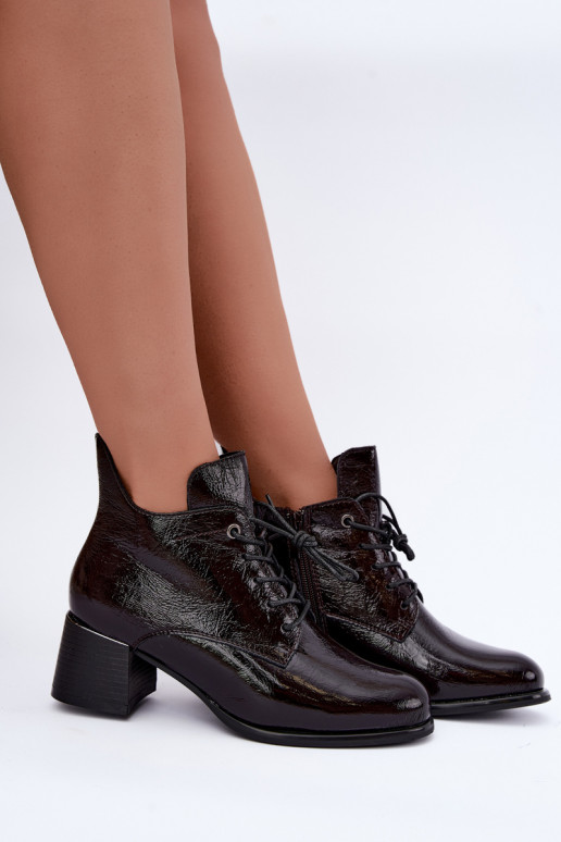 Botines burdeos para mujer con efecto charol Klocku Hadelle