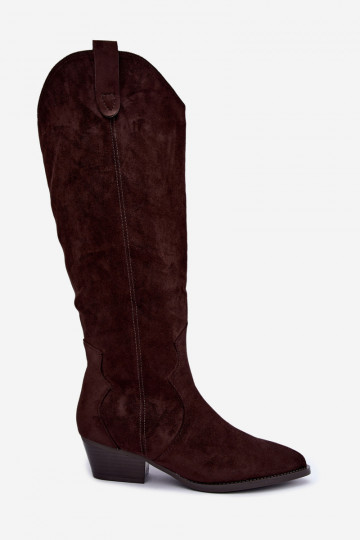Botas altas de estilo cowboy con tacones en marrón Renissa 2