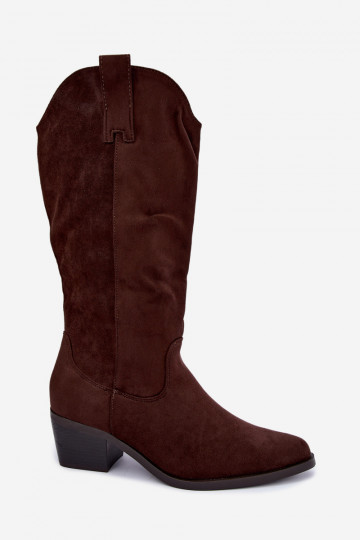 Botas altas de estilo cowboy con tacones en marrón Rialene