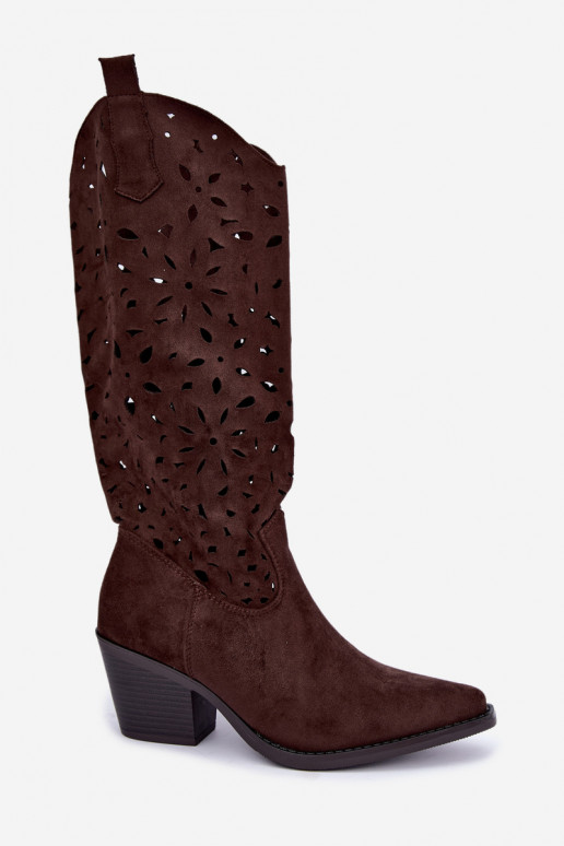 Botas altas de estilo cowboy con tacones en marrón Salirae