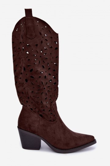 Botas altas de estilo cowboy con tacones en marrón Salirae 2