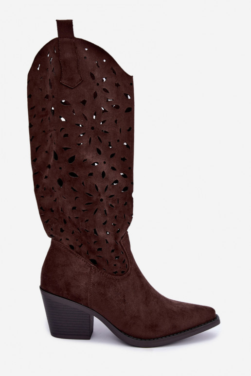 Botas altas de estilo cowboy con tacones en marrón Salirae