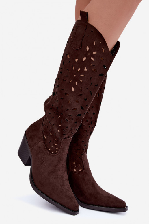 Botas altas de estilo cowboy con tacones en marrón Salirae