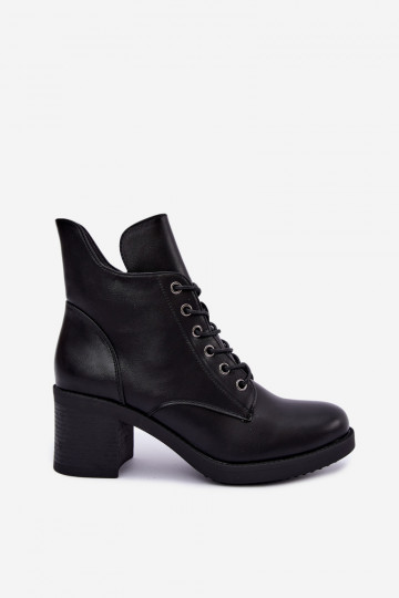 Botines de mujer cálidos con cordones en negro Garella 2