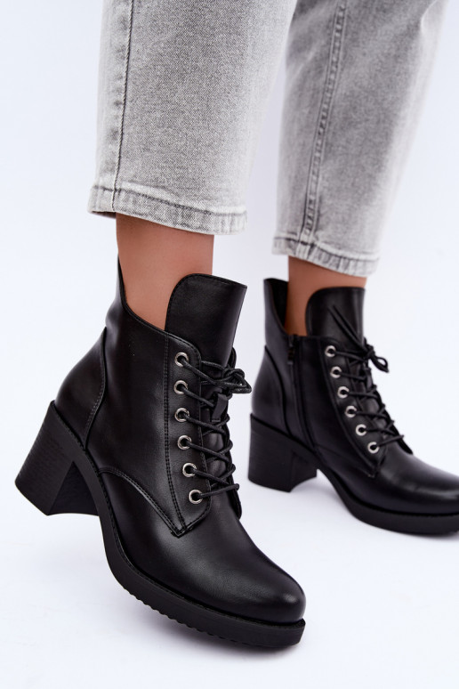 Botines de mujer cálidos con cordones en negro Garella
