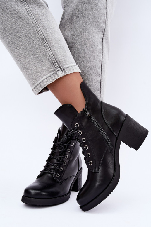 Botines de mujer cálidos con cordones en negro Garella