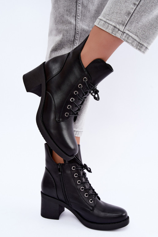 Botines de mujer cálidos con cordones en negro Garella