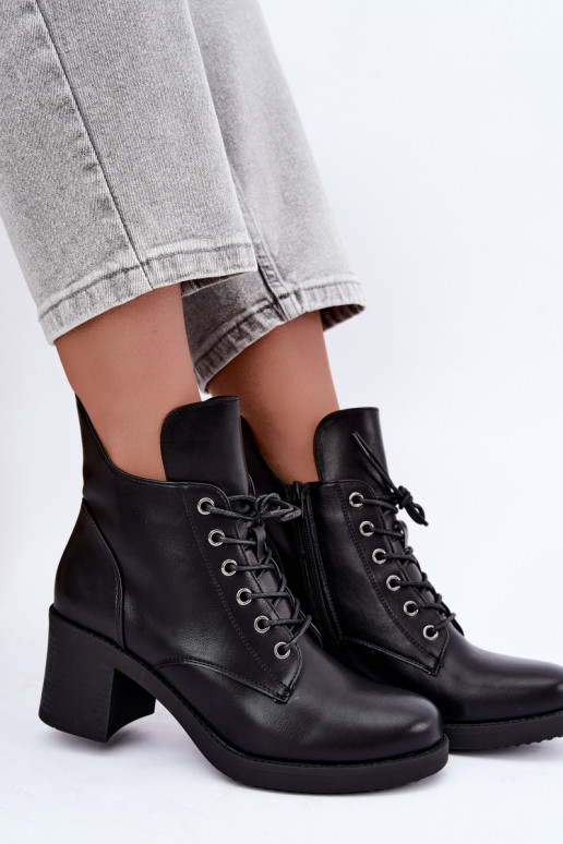 Botines de mujer cálidos con cordones en negro Garella
