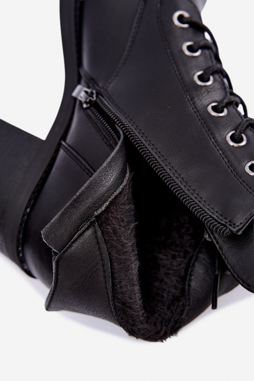 Botines de mujer cálidos con cordones en negro Garella