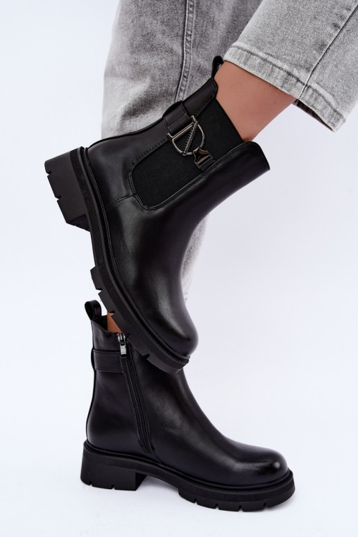 Botines cálidos y elegantes con adornos en negro Janira