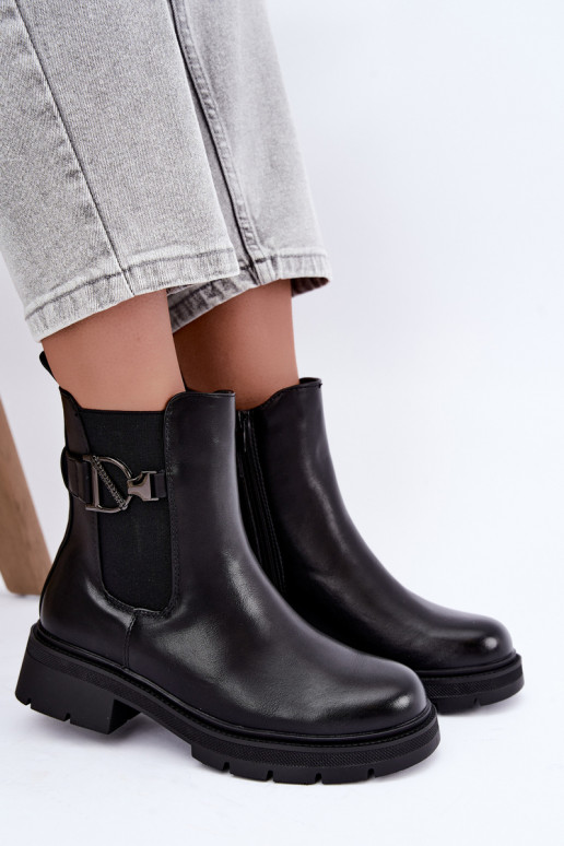 Botines cálidos y elegantes con adornos en negro Janira