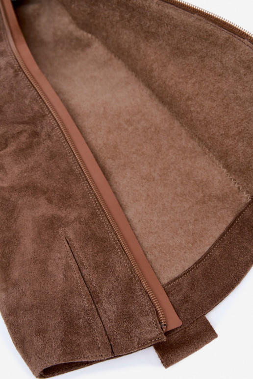 Botas altas cálidas arrugadas de estilo cowboy en ante sintético marrón Zazoo 4313