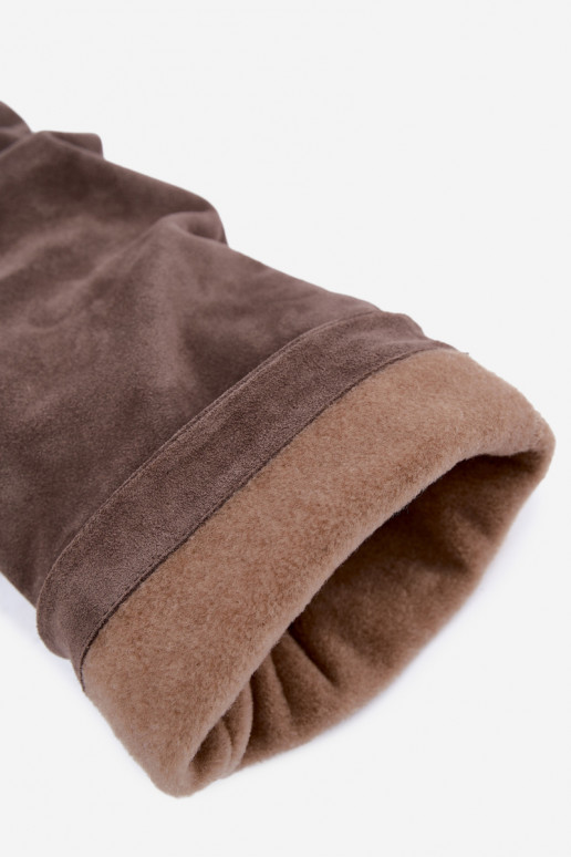 Botas altas cálidas arrugadas con tacones en ante sintético color arcilla Zazoo 4228