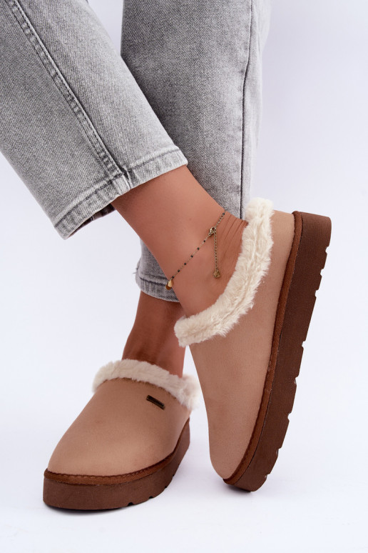 Zapatillas de casa de mujer con pelo Inblu DR000004 marrón