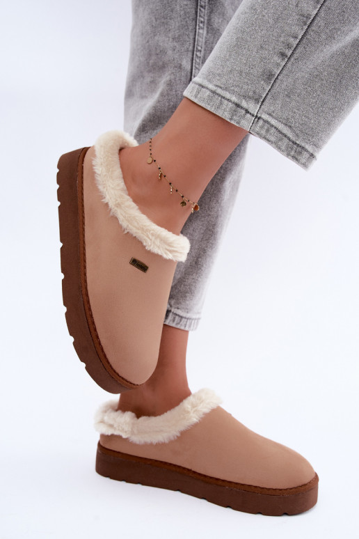 Zapatillas de casa de mujer con pelo Inblu DR000004 marrón