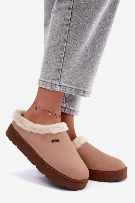 Zapatillas de casa de mujer con pelo Inblu DR000004 marrón