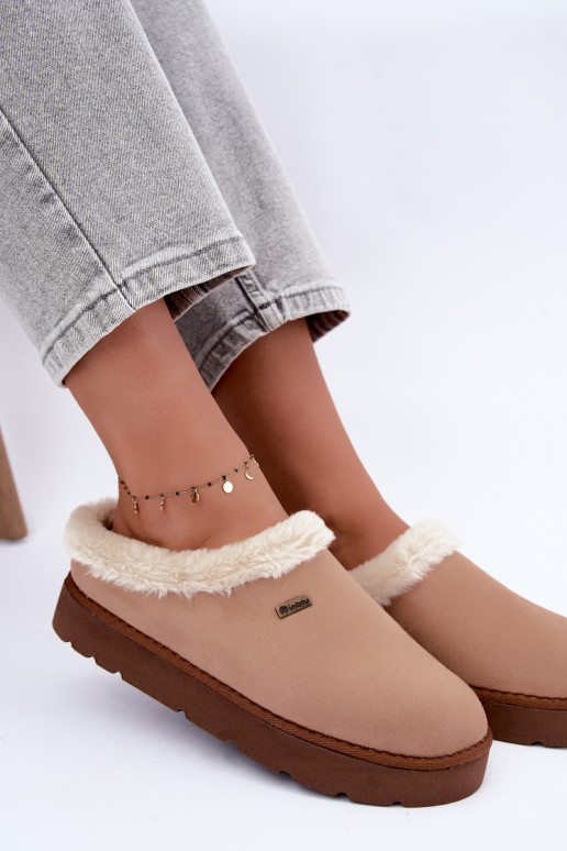 Zapatillas de casa de mujer con pelo Inblu DR000004 marrón