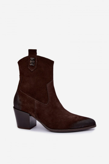 Botines aislados para mujer de estilo cowboy con tacones de ante natural Zazoo 60603 2