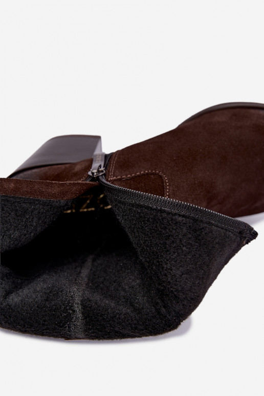 Botines aislados para mujer de estilo cowboy con tacones de ante natural Zazoo 60603