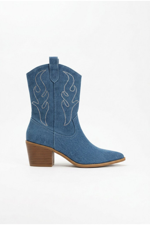 Botines de mezclilla estilo vaquero con tacones y decoración Perella