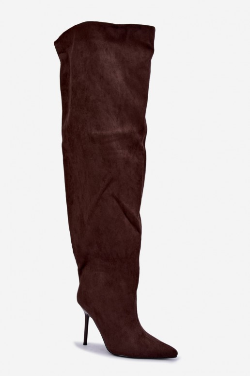 Botas altas para mujer con tacones delgados en color marrón Aderelle