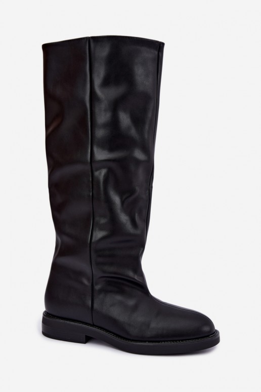 Botas altas sin cordones con tacones anchos en negro Pavellea