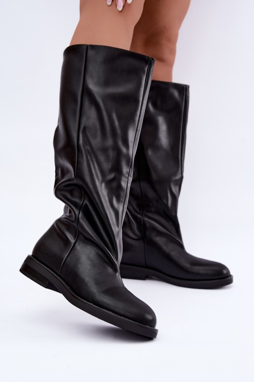 Botas altas sin cordones con tacones anchos en negro Pavellea