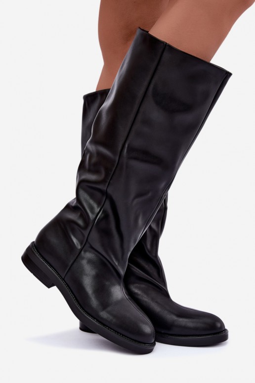 Botas altas sin cordones con tacones anchos en negro Pavellea