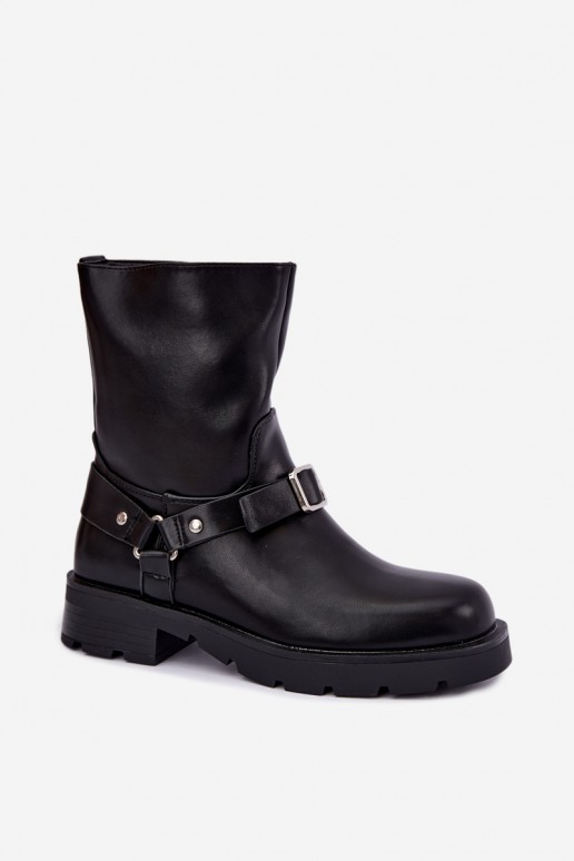 Botines aislados para mujer con correas y hebillas en negro Delmora