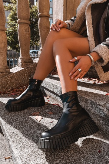 Botines de cuero negros con plataforma Elmorine