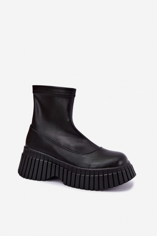 Botines de cuero negros con plataforma Elmorine