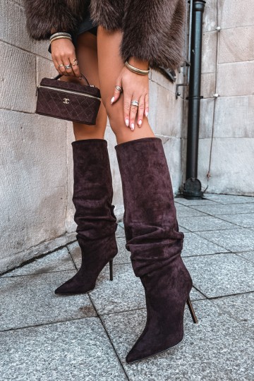 Botas de chocolate de caña alta con tacones finos Balira