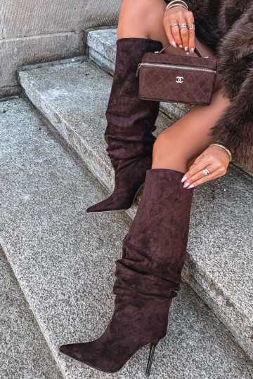 Botas de chocolate de caña alta con tacones finos Balira 2