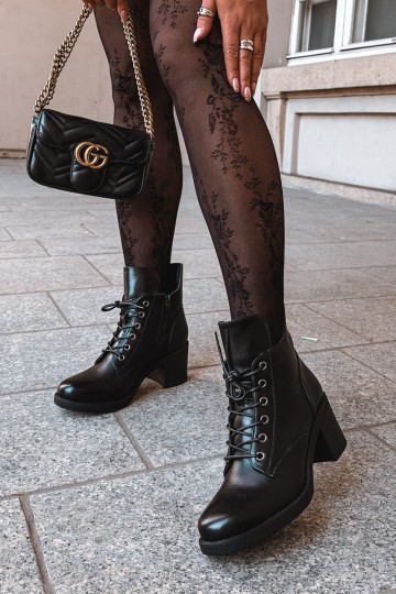 Botines de mujer cálidos con cordones en negro Garella