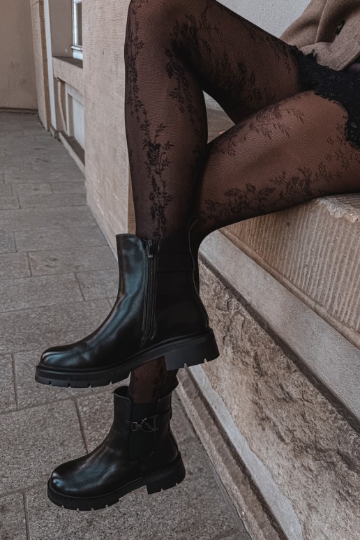 Botines cálidos y elegantes con adornos en negro Janira