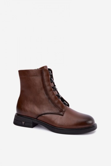 Botines marrones aislados de cuero natural Vinceza 133113