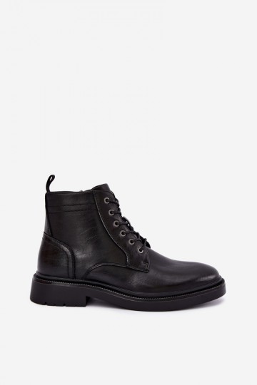 botines para hombre con cordones en color negro Perrielle 2