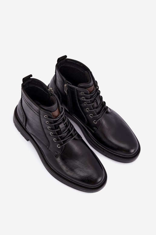 botines para hombre con cordones en color negro Perrielle