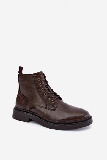 botines para hombre con cordones en color marrón oscuro Perrielle