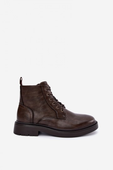 botines para hombre con cordones en color marrón oscuro Perrielle 2