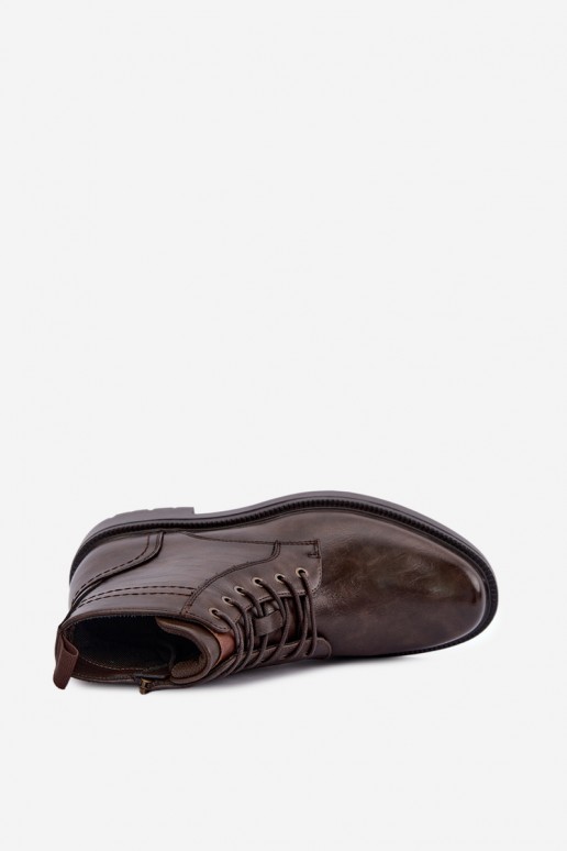 botines para hombre con cordones en color marrón oscuro Perrielle