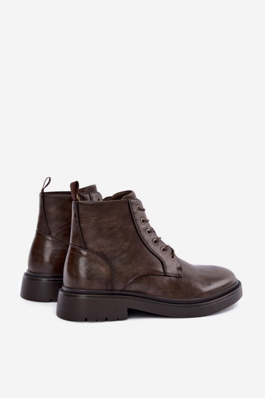 botines para hombre con cordones en color marrón oscuro Perrielle