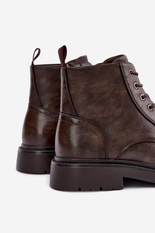 botines para hombre con cordones en color marrón oscuro Perrielle