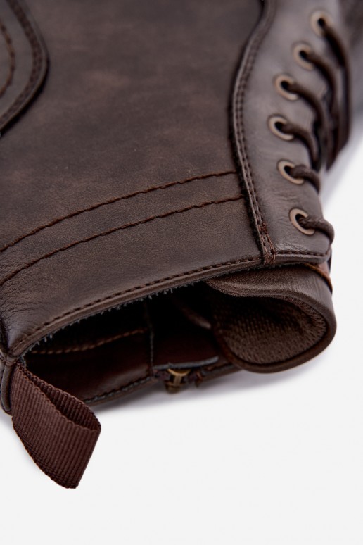 botines para hombre con cordones en color marrón oscuro Perrielle